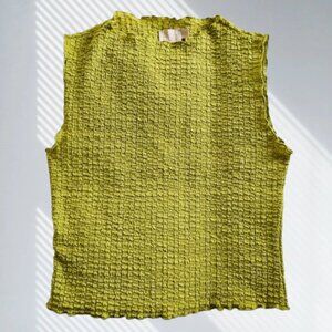 Good Luck Gem Chartreuse Green Sleeveless Textured Womens Shirt Size Medium